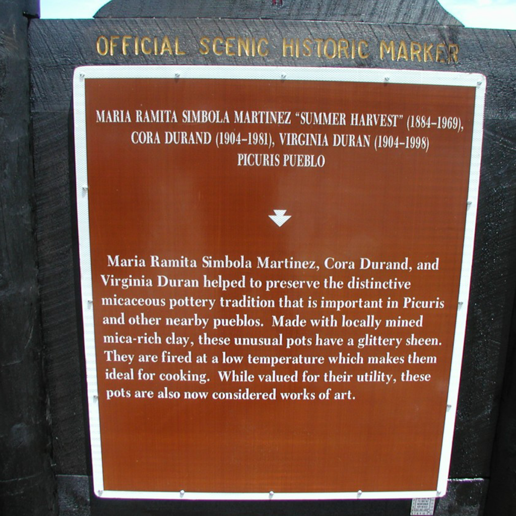 Historic marker for micaceous potters Maria Ramita Simbola Martinez