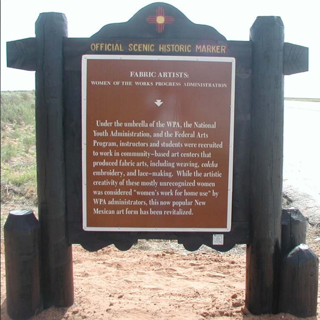 Historic marker for Women of the WPA, Fabric Artists .