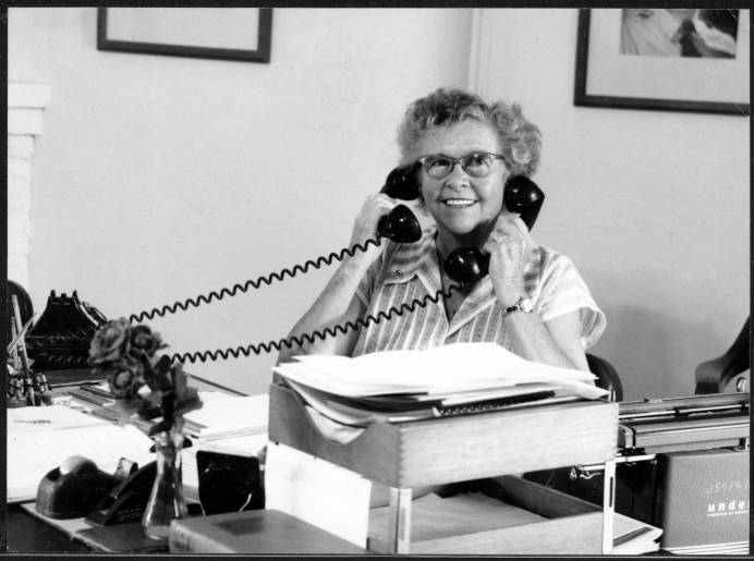 Dorothy McKibbin, "Gatekeeper of Los Alamos" at work.