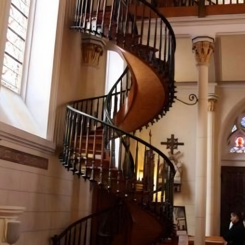 The “miraculous” staircase in the chapel of Loretto in Santa Fe.