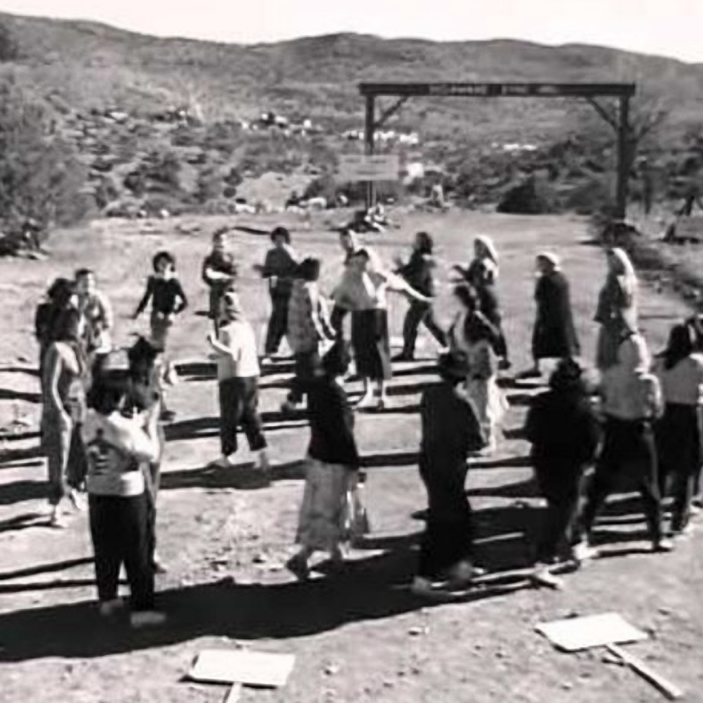 Scene from "Salt of the Earth": Ladies Auxiliary of Local 890 standing on the picket line.