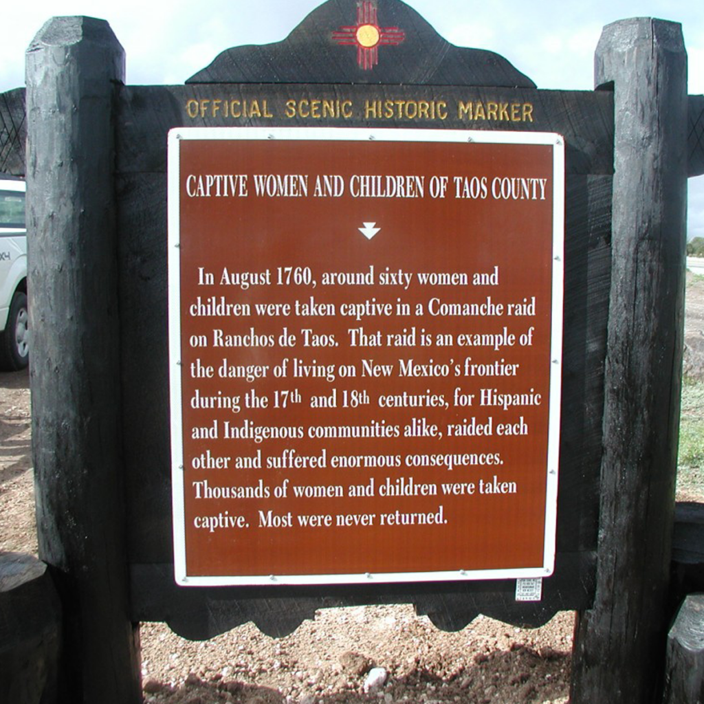 Captive Women and Children of Taos County historic marker.